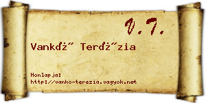 Vankó Terézia névjegykártya